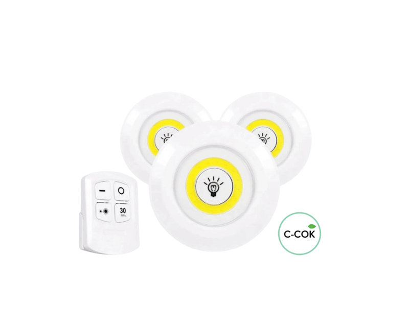 Luminária Kit 3 Lâmpada Led Spot Sem Fio Controle Remoto - ccok