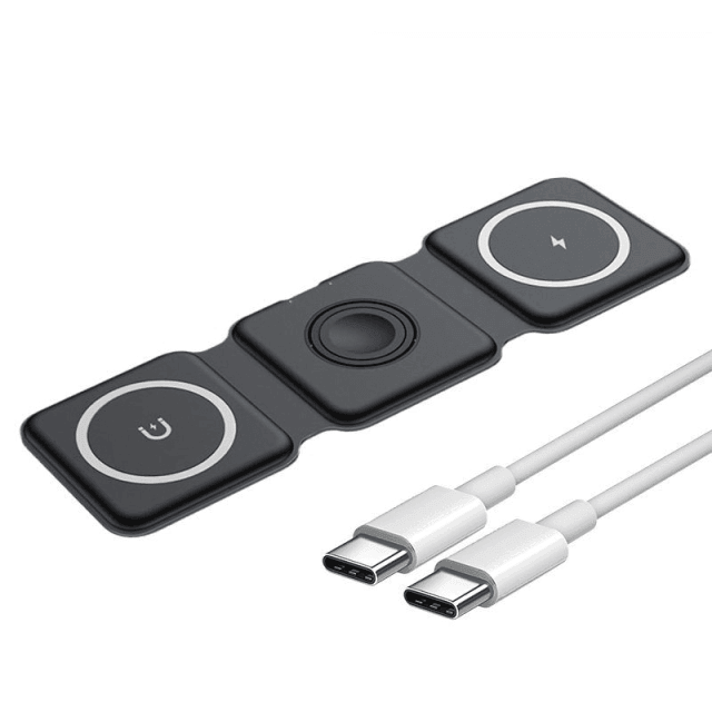 Carregador 3 em 1 por Indução Dobrável para Celular, Smartwatch e AirPods - ccok