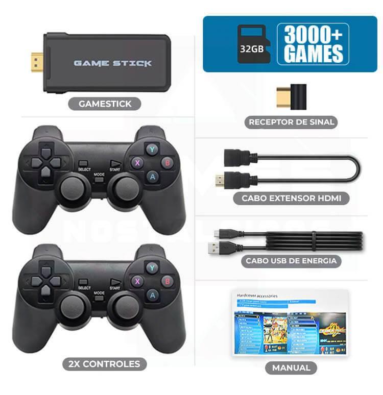 Vídeo Game Stick Retrô 4k HD 10.000 JOGOS+ 2 CONTROLES 64GB - ccok